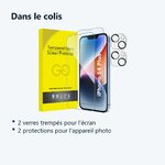 Contenu du colis – Verres Trempes et Protections Camera Arriere X2 Pour iPhone 14 Plus