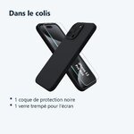 Contenu du colis – Coque Noir pour iPhone 12 Pro Max (6,7 pouces) et Verre Trempé Film Protection Ecran