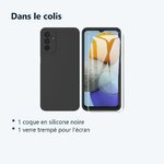 Contenu du colis – Coque Silicone Noir + Verre Trempe Pour Samsung A23 5G