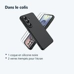 Contenu du colis – Coque Pour Samsung Galaxy S26 Silicone Noir + 2 Verres Trempes