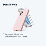 Contenu du colis – Coque Silicone Rose + 2 Verres Trempes Pour Xiaomi Redmi Note 12 Pro 5G