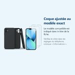 Accessoire ajusté au modèle exact – Coque Silicone Pour iPhone 13 Couleur Noir Protection Objectif Appareil Photo + 2 Verres