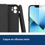 Vue de détail – Coque Silicone Pour iPhone 13 Couleur Noir Protection Objectif Appareil Photo + 2 Verres Trempe Protection E