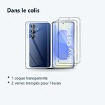 Contenu du colis – Coque Silicone Transparente + 2 Verres Trempes Pour Samsung Galaxy S25 Plus