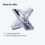 Contenu du colis – Coque Silicone Transparente Compatible Magsafe + Verres Trempes X2 Pour Samsung Galaxy S26