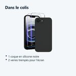 Contenu du colis – Coque Pour iPhone 17e Silicone Noir + 2 Verres Trempes