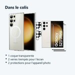Contenu du colis – Coque Silicone Transparente Compatible Magsafe + Verres Trempes et Protections Camera Arriere X2 Pour Sams
