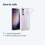 Contenu du colis – Coque Transparente pour Samsung Galaxy S23 Plus (6,6 pouces) et 2 Verres Trempé Film Protection Ecran