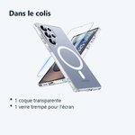 Contenu du colis – Coque Silicone Transparente Compatible Magsafe + Verre Trempe Pour Samsung Galaxy S25 Ultra