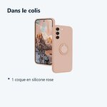 Contenu du colis – Coque Silicone Pour Samsung Galaxy S24 Couleur Rose Avec Anneau Support