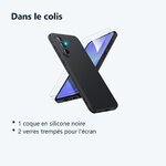 Contenu du colis – Coque Pour Samsung A37 5G Silicone Noir + 2 Verres Trempes