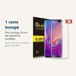 Verre trempé pour protéger lécran – Verres Trempe Haute Resistance Pour Samsung S10Plus Pack X3 Protection Ecran