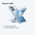 Contenu du colis – Coque Silicone Transparente Angles Renforces + Verre Trempe Pour Xiaomi Redmi Note 12 Pro