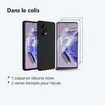 Contenu du colis – Coque Silicone Noir + 2 Verres Trempes Pour Xiaomi Redmi Note 12 Pro Plus