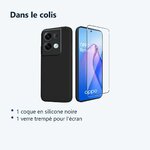 Contenu du colis – Coque Silicone Couleur Noire + Verre Trempe Pour Oppo Reno 8 Pro 5G