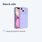 Contenu du colis – Coque Cam Slide couleur Lavande Pour iPhone 14 Plus