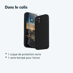 Contenu du colis – Coque Noir pour iPhone 13 (6,1 pouces) et Verre Trempé Film Protection Ecran