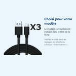Accessoire ajusté au modèle exact – Cable Type-C Nylon Renforce Longeur 2M Couleur Noir X3