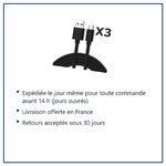 Expédition le jour même, livraison offerte, retours sous 30 jours – Cable Type-C Nylon Renforce Longeur 2M Couleur Noir X3