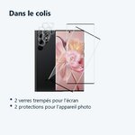 Contenu du colis – Verres Trempes et Protections Camera Arriere Transparent X2 Pour Samsung Galaxy S22 Ultra