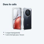Contenu du colis – Coque Pour Honor Magic 8 Lite Silicone Transparente Angles Renforces + Verre Trempe