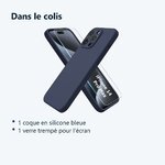 Contenu du colis – Coque Silicone Bleu Nuit + Verre Trempe Pour iPhone 14 Pro Max