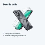 Contenu du colis – Coque Silicone Transparente + 2 Verres Trempes Pour Honor 400 Lite
