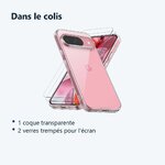 Contenu du colis – Coque Silicone Transparente + 2 Verres Trempes Pour Google Pixel 9