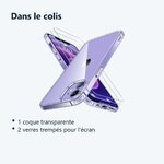 Contenu du colis – Coque Transparente pour iPhone 12 (6,1 pouces) et 2 Verres Trempé Film Protection Ecran