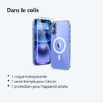 Contenu du colis – Coque Silicone Transparente Compatible Magsafe + Verre Trempes et Protection Camera Arriere Pour iPhone 16
