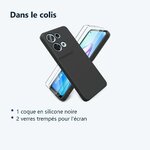 Contenu du colis – Coque Silicone Couleur Noire + 2 Verres Trempes Pour Oppo Reno 8 Pro 5G