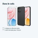 Contenu du colis – Coque Silicone Noir + Verre Trempe Pour Honor 400 5G
