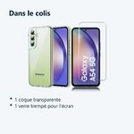 Contenu du colis – Coque Transparente pour Samsung Galaxy A54 5G (6,4 pouces) et Verre Trempé Film Protection Ecran