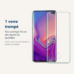 Verre trempé pour protéger lécran – Verre trempé Incurvé Samsung Galaxy S10 Plus Couverture Complète Protection Ecran Protec