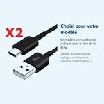 Accessoire ajusté au modèle exact – X2 Cable USB- Type C Chargeur Noir pour Samsung Galaxy A8 / S9 / S9Plus Noir X2