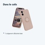 Contenu du colis – Coque Silicone Pour iPhone 12 Couleur Rose Avec Anneau Support