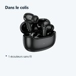 Contenu du colis – Ecouteurs Bluetooth Stéreo Noir pour iPhone X / Xr / 11 / 12 / 13