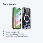 Contenu du colis – Coque Silicone Transparente Compatible Magsafe + Verre Trempe et Protection Camera Arriere Pour Samsung Ga