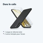 Contenu du colis – Coque Silicone Noir + 2 Verres Trempes Pour Samsung Galaxy S22 Plus 5G