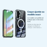 Accessoire ajusté au modèle exact – Coque Silicone Transparente Compatible Magsafe + Verre Trempe et Protection Camera Arrier