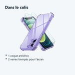 Contenu du colis – Coque antichoc pour iPhone 12 Mini (5,4 pouces) et 2 Verres Trempé Film Protection Ecran