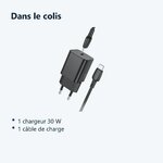 Contenu du colis – Chargeur Rapide 30W + Cable USB-C Noir pour iPhone 16 / 16 PLUS / 16 PRO / 16 PRO MAX / 15 / 15 PLUS / 15