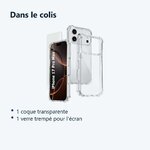 Contenu du colis – Coque Pour iPhone 17 Pro Max Silicone Transparente Angles Renforces + Verre Trempe