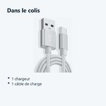 Contenu du colis – Câble Metal Nylon Renforcé Chargeur USB/Type C Longueur 2m Couleur Argent Compatible Samsung LG Sony Wiko