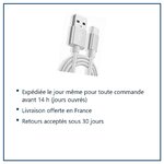 Expédition le jour même, livraison offerte, retours sous 30 jours – Câble Metal Nylon Renforcé Chargeur USB/Type C Longueur 2