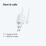 Contenu du colis – Chargeur Blanc Rapide 30W + Cable USB C pour Samsung S25 / S24 / S23 / S22 / Plus / Ultra /Fold / Flip / F