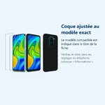 Accessoire ajusté au modèle exact – Coque Silicone Couleur Noir + 2 Verres Trempes Pour Xiaomi Redmi Note 9