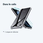 Contenu du colis – Coque Silicone Angles Renforces + 2 Vitres Protection Ecran Pour Apple iPhone Xr