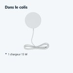 Contenu du colis – Chargeur sans fil à induction QI Charge Rapide magnétique -15W Blanc pour Samsung / Oppo / Xiaomi / Huawei