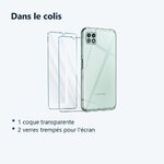 Contenu du colis – Coque Silicone Transparente + 2 Verres Trempes Pour Samsung A22 5G